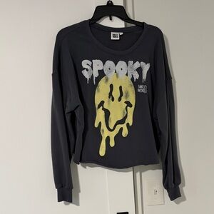 Smiley World Spooky Graphic Crewneck Sweatshirt - Black & Yellow